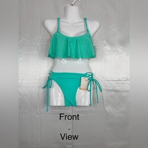 SO Juniors Smalls Aqua 2pc Bikini Top & Bottoms Swimwear Swimsuit‎ Size Small